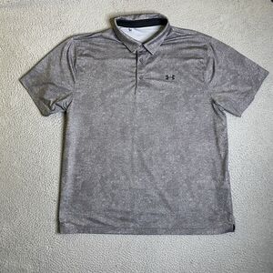 Under Armour Shirt Mens 2XL XXL Gray Fleck Polo Short Sleeve Golf Stretch Active